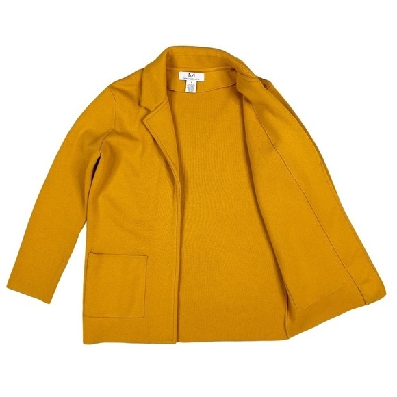 Magaschoni gold yellow wool-blend fall open blazer pockets lapel jacket small - Picture 8 of 16